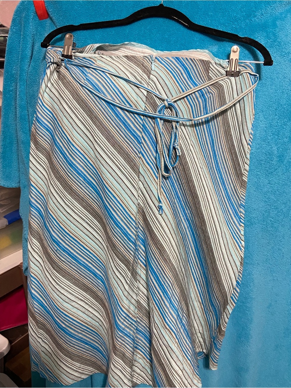 New York & Company Blue, White & Striped Maxi Skirt